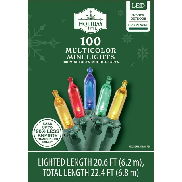 100-Count Mini Multicolor LED Christmas String Lights, Green Wire - $2.13