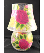 Fifth Avenue Crystal Roses 10&quot; Hand-Painted Crackle Glass Candle Lamp Te... - €24,03 EUR