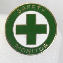 Safety Monitor Green Cross Vintage Lapel Pin 1.25" Diameter Williams MFD - $15.67