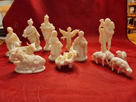 Nativity Hong Kong Christmas Set of 13 PCS White Hard Plastic Vintage 19... - $20.57