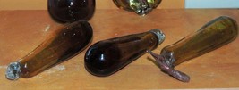 Art Glass 3 Eggplant individually blown handmade 4.5&quot; zuchinni squash + ... - £9.34 GBP