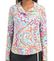 NWT Ladies IBKUL ARIANA MULTI Long Sleeve Ruffle Mock Shirt - XS S M & XXL image 3