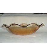LARGE VINTAGE CARNIVAL GLASS BOWL RUFFLED MARIGOLD FLORAL PATTERN - $14.95