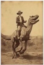Cowboy Riding A Dinosaur Vintage Style Canvas Art Print 15.7&quot; x 23.6&quot; NEW! - $11.95