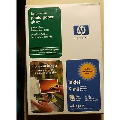 HP Premium Photo Paper Glossy - 9 mil Inkjet 4&quot; x 6&quot; 60 Sheet - Brand New - $12.16