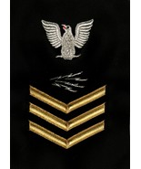 USN RATING BADGE RM1 RADIOMAN PO1 E-6 GOLD/BLACK MALE - €8,43 EUR