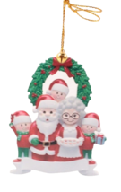 Personalized Christmas Family Ornament Family of 5 Santa Theme - $7.69