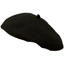 Black 100% Wool Beret Hat Women Size Taille 11 One Size - £15.22 GBP