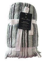 Brooks Brothers Hand Towels Set of 2 Green White Striped Made In Turkey - £37.50 GBP