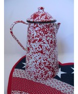 Vintage Red Splatterware Enamelware Coffee Pot by CGS International Spla... - $29.00