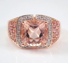 3Ct Cushion Cut Simulated Morganite Women&#39;s Cocktail Ring 14K Rose Gold Plated - £118.34 GBP