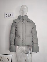 DEAT Fashion Women&#39;s Cotton-padded Coat Lapel Loose Hooded Zipper Drawstring Thi - £73.28 GBP