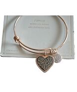 Stainless Steel ~ Bangle Bracelet w/Charms ~ FAMILY ~ Rose Gold Finish - $25.00