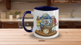 Dog Musicians Jazz Band Trio Mug Retro Dogs Drums trumpet saxophone - £11.95 GBP