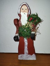 13&quot; Vtg Primitive Rustic Folk Art Hand Carved Wood Santa Jointed Removab... - $18.49