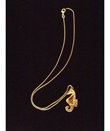 VTG Sterling &amp; Abalone Seahorse PENDANT 925 Silver 19.5&quot; Snake Link NECK... - $38.00