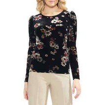NWT Womens Size Small Vince Camuto Dark Floral Puff Sleeve Stretch Velvet Top - £23.42 GBP