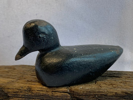 Vtg Painted Cast Iron DUCK Waterfowl Bird Miniature Sink Box Figure Paperweight - £23.70 GBP