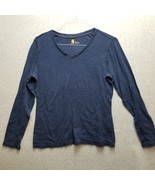 Carhartt V-Neck Tee Shirt Women&#39;s Size M (8-10) Long Sleeve Navy Blue - £10.08 GBP