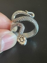 Silver Snake Woman Finger Wrap Ring Size 7.5 - £7.75 GBP
