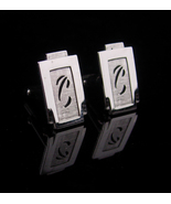 Vintage Personalized cufflinks / Letter C / silver Fancy initial C /  We... - £66.86 GBP