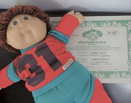 Vintage Cabbage Patch Kids Sports Sweatsuit 31 Brown Hair Boy 1982 w Ado... - $31.68