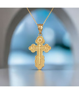 Yellow Gold Eastern Orthodox St. Olga Cross Pendant Necklace (10k/14k) - $226.36 CAD+