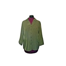 Dressbarn Shirt Green Women Button Front Pintuck Size Medium - £14.73 GBP
