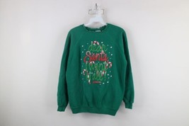 Vtg 90s Womens Medium Frill Collar Christmas Santa I Want It All Sweatshirt USA - £38.18 GBP