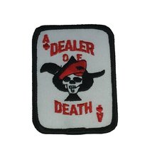 Ace Of Spades With Skull And Cross Bones Patch - Black, Red And White - Veteran - £4.46 GBP