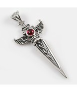 Debrina Wing Dagger Red Cabochon Ruby Sterling Silver Pendant - $186.85