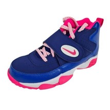 Nike Air Mission Blue Pink Basketball 690911 400 Leather SZ Girls 6.5 Y= 8 Women - £36.05 GBP