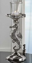 Seahorse Tealight Holder 14" High Nickel Plated Aluminum with Glass Cup Coastal image 2
