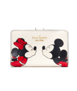New Disney x Kate Spade Minnie Mouse Medium Compact Bifold Wallet Parchment - $1,279.07 MXN