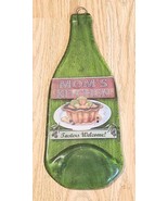 Flattened Wine Bottle Moms Kitchen Taster&#39;s welcome Glass Green Plaque D... - $368.21 MXN