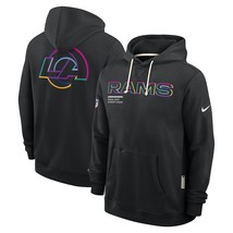 New Mens Rams 2025 Crucial Catch Beat Cancer Sideline Hoodie for LA - Black - $69.90