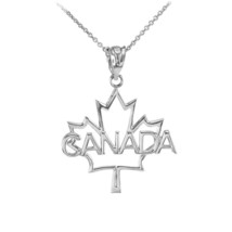 925 Sterling Silver Open Maple Leaf &quot;CANADA&quot; Word Pendant Necklace 16&quot;-22&quot; - $32.06+