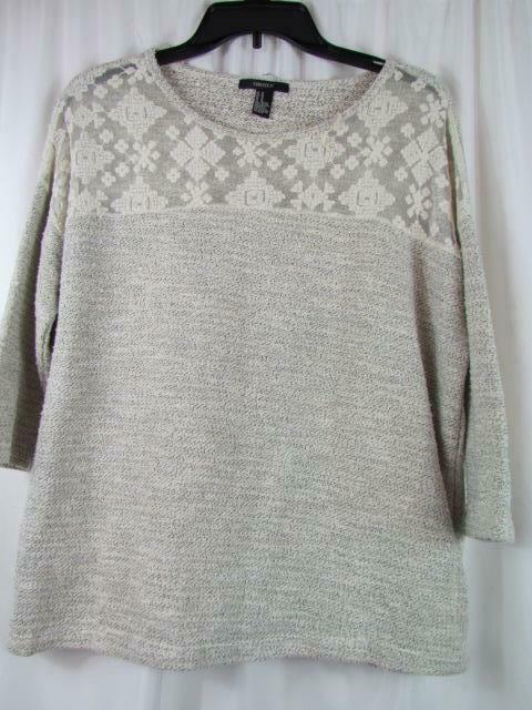 Forever 21 Off White Black Speckled Lace Sweater Sz Med - $5.69