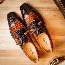 Men's Shoes Genuine caiman crocodile Luciano Brown / Cognac image 12