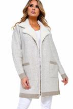 Women&#39;s Thick Knit Long Sleeves Sherpa Collar Open Front Cardigan (Gray,... - $106.82
