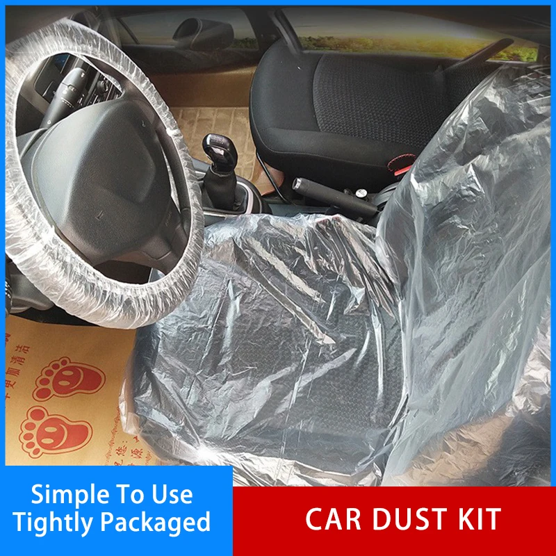 5PCS-200pcs Car Disposable Plastic Seat Cover Car Dust Kit Waterproof Car Repair - £10.44 GBP+