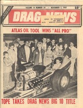 Drag News 11/2/1968-Atlas Oil Tool Wins All Pro cover-1968 Drag News-Vol.14 #... - £39.54 GBP