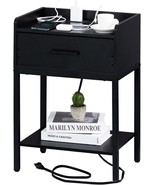 Black Yaharbo Nightstand With Charging Station And Usb Ports,, Living Room. - $1,193.14 MXN