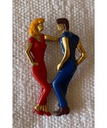 ⭕VTG, Art Deco, brooch, pin, enameled, hand painted, 4cm high, never used - $18.97 CAD