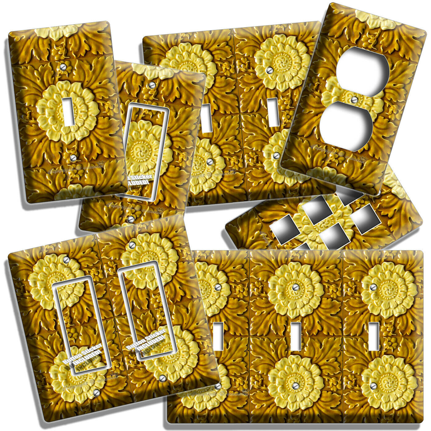 MAJOLICA TILES LOOK LIGHT SWITCH OUTLET PLATE KITCHEN ART BATHROOM ROOM HD DECOR