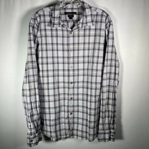 John Varvatos Men&#39;s Sz Large Luxe Gray Plaid Button Front Shirt - $23.75