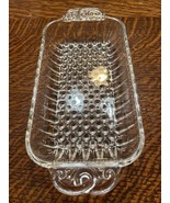 Vtg Clear Glass Relish/Candy/Condiment Hobnail Dish w handles, 4&quot; x 8.5&quot; - $7.66