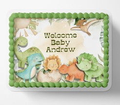 DINOSAUR BABY SHOWER Cake Topper Edible Image Dinosaur baby shower cake ... - £16.31 GBP+