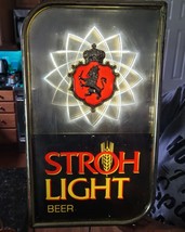 Vintage Stroh Light Stroh&#39;s Beer Prestige Back Bar Mirror Lighted Sign 19&quot; x 11&quot; - £125.86 GBP