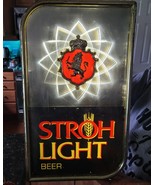 Vintage Stroh Light Stroh&#39;s Beer Prestige Back Bar Mirror Lighted Sign 1... - £125.98 GBP